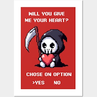 Give Me Your Heart - Skeleton Pixel Posters and Art